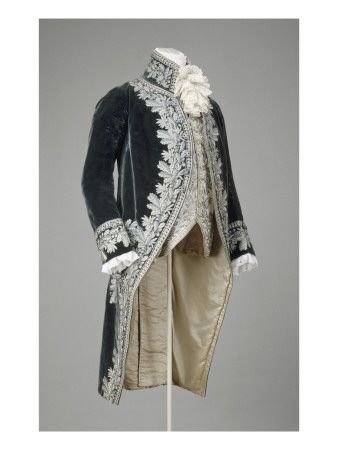 Men 3pc French Rococo Fashion 18th Century Suit Costume Hand Embroidery Free Lace Jabots & Cuff (HS-152) Bespoke Point