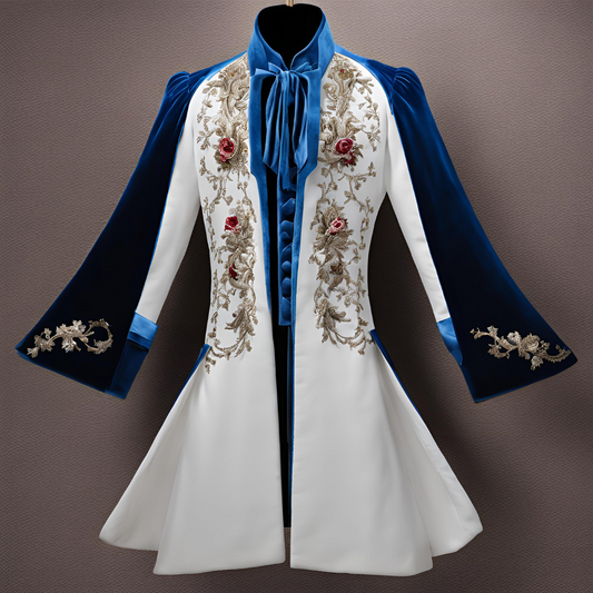 Men 3pc French Rococo Fashion 18th Century Suit Costume Hand Embroidery Free Lace Jabots & Cuff (HS-61) Bespoke Point