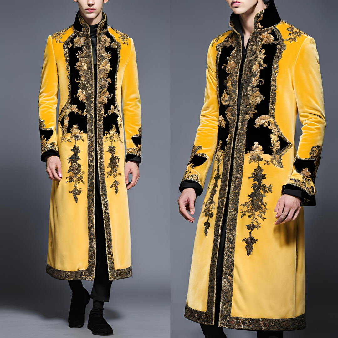 Men 3pc French Rococo Fashion 18th Century Suit Costume Hand Embroidery Free Lace Jabots & Cuff (HS-70) Bespoke Point