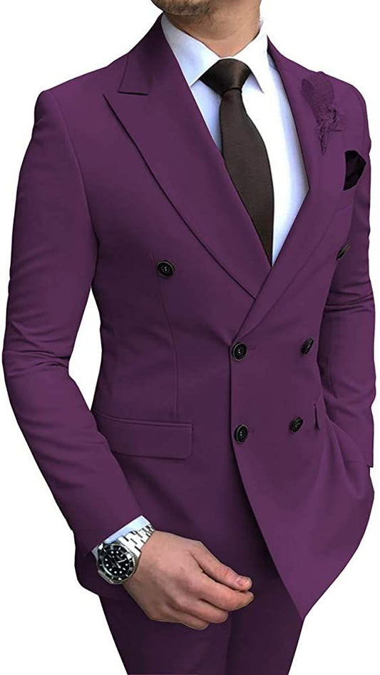 Men 2pc Purple Cotton Suit (MS-11)