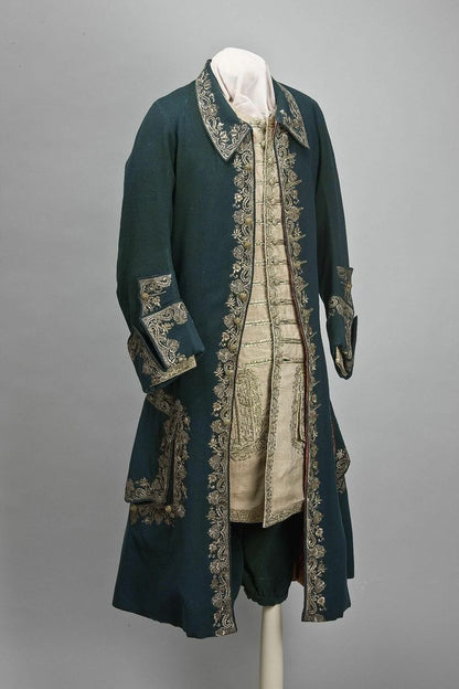 Men 3pc French Rococo Fashion 18th Century Suit Costume Hand Embroidery Free Lace Jabots & Cuff (HS-160) Bespoke Point