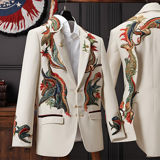 Men 2pc Ivory Embroidery Suit (NS-71) Bespoke Point