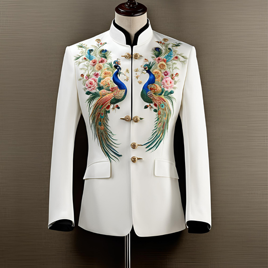 Men 2pc Ivory Embroidery Suit (NS-76) Bespoke Point