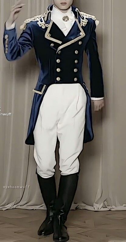 Men 2pc Blue Velvet French Rococo Fashion 18th Century Suit Costume Free Lace Jabots & Cuff (HS-22)
