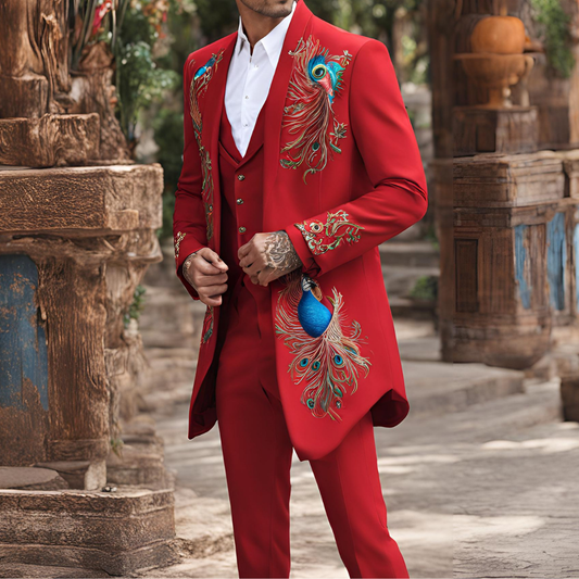 Men 2pc Ivory Embroidery Suit (NS-81) Bespoke Point