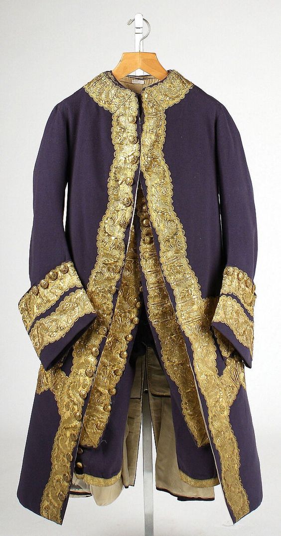Men 3pc French Rococo Fashion 18th Century Suit Costume Hand Embroidery Free Lace Jabots & Cuff (HS-40)