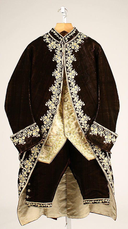 Men 3pc French Rococo Fashion 18th Century Suit Costume Hand Embroidery Free Lace Jabots & Cuff (HS-129) Bespoke Point