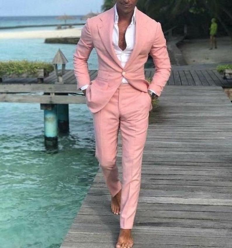 Men 2pc Pink Cotton Suit (MS-15)