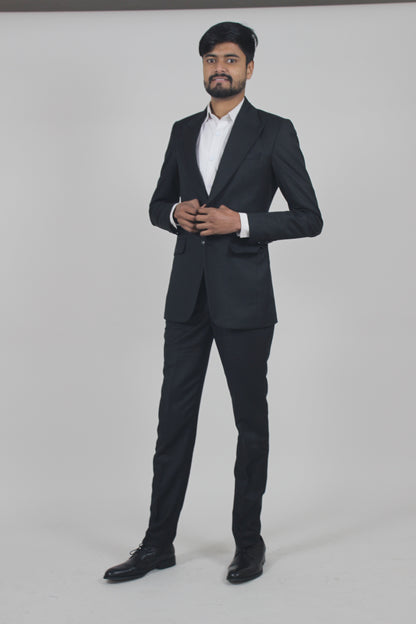 Men 2pc Black Embroidery Suit (NS-15)