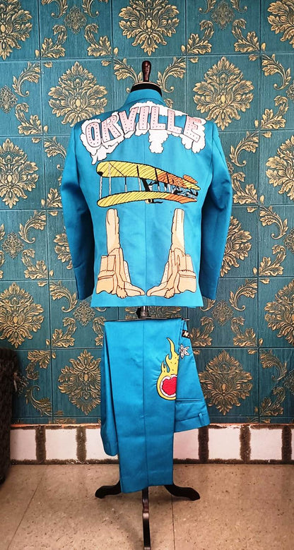 Men 2pc Turquoise Embroidery Suit (NS-02)