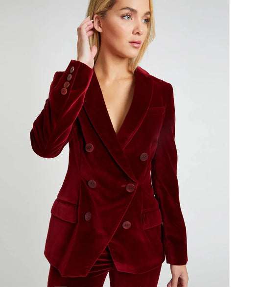 Women Red Velvet 2pc Suit (WS-106) Bespoke Point