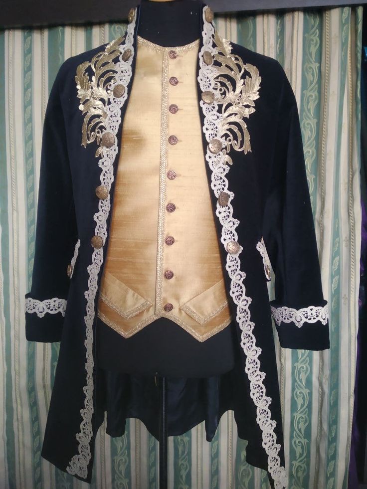 Men 3pc French Rococo Fashion 18th Century Suit Costume Hand Embroidery Free Lace Jabots & Cuff (HS-104) Bespoke Point