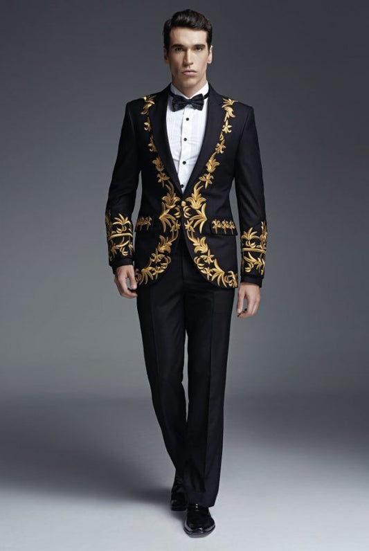 Men 2pc Black Suit (NS-134) Bespoke Point