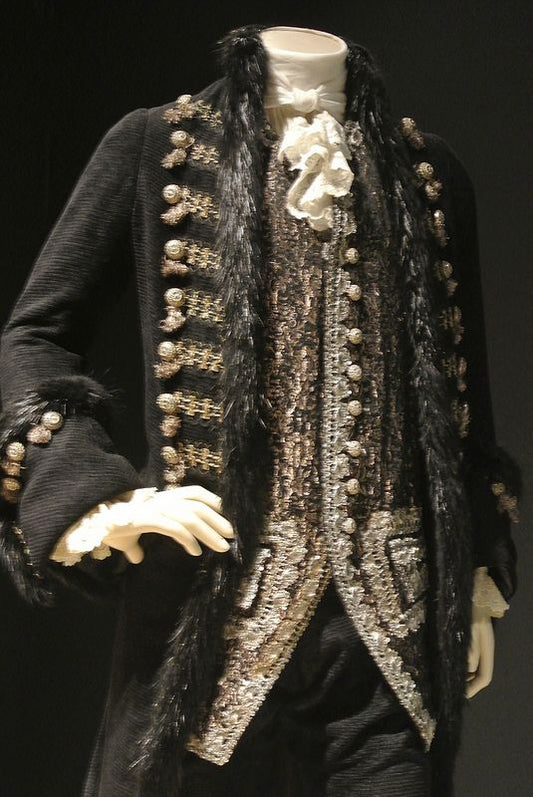 Men 3pc French Rococo Fashion 18th Century Suit Costume Hand Embroidery Free Lace Jabots & Cuff (HS-176) Bespoke Point