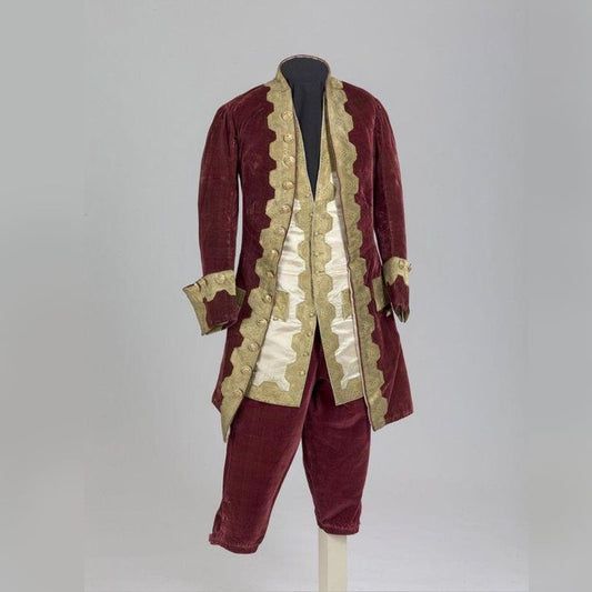 Men 3pc French Rococo Fashion 18th Century Suit Costume Hand Embroidery Free Lace Jabots & Cuff (HS-185) Bespoke Point