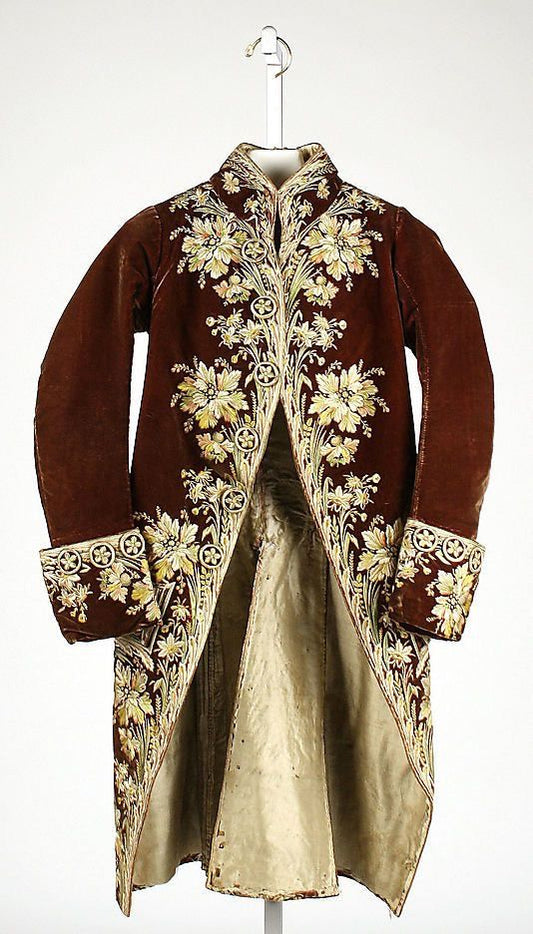 Men 3pc French Rococo Fashion 18th Century Suit Costume Hand Embroidery Free Lace Jabots & Cuff (HS-183) Bespoke Point