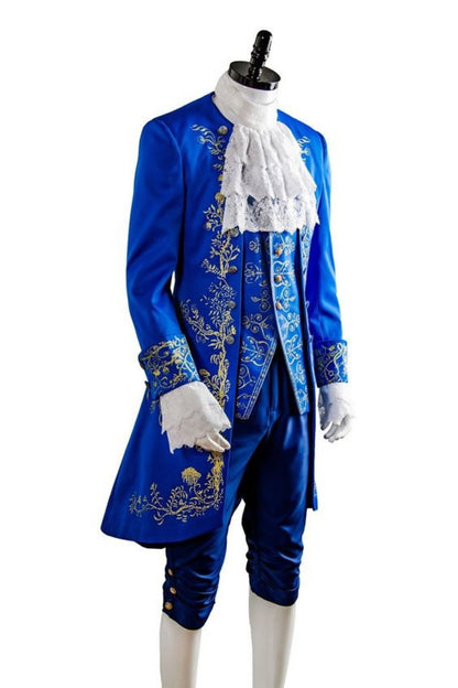 Men 3pc Blue Velvet French Rococo Fashion 18th Century Suit Costume Free Lace Jabots And Cuff (HS-04)