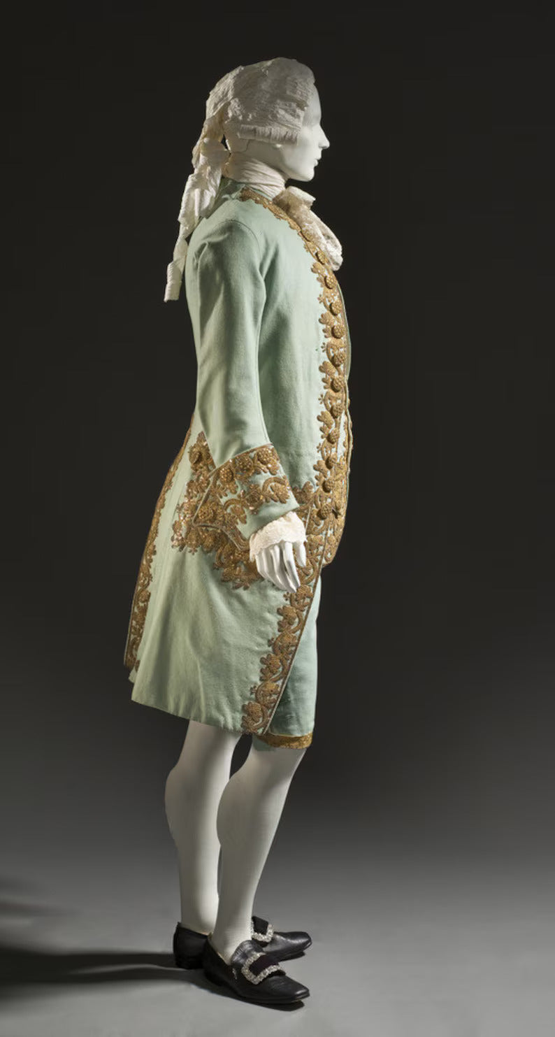 Men 3pc Light Green Cotton French Costume Free Lace Jabots And Cuff (HS-01) Bespoke Point